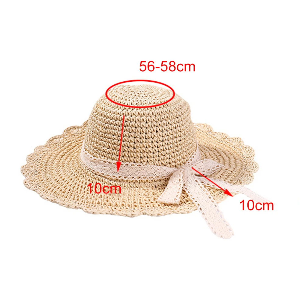 Vara Femei Noi e Soare Pălărie Găleată cu capac Croșetat Tricot Paie Pliabila Dantelă Panglică Pălărie de protecție Solară Plajă Capac Sunhat Paie în aer liber Pălărie