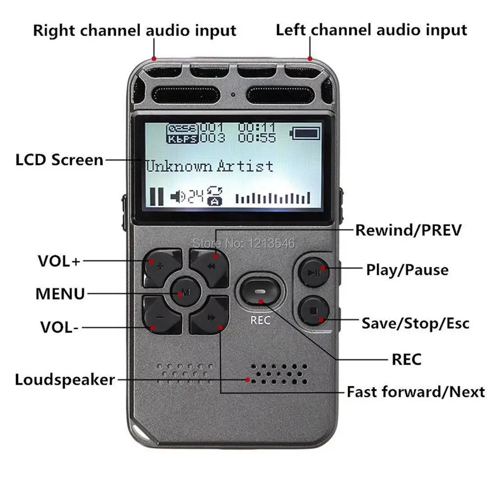 Reportofon Digital de Înregistrare Audio Dictafon MP3 LED-uri de Afișare Activat de Voce 8 GB de Memorie de Reducere a Zgomotului Transport Gratuit