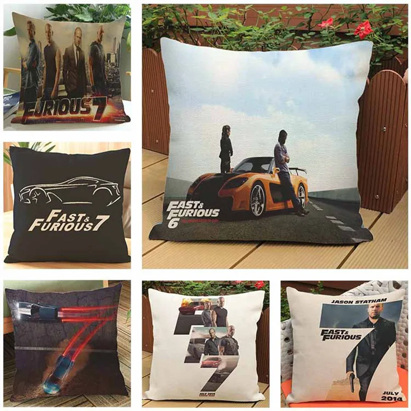 Furious 7 Pernă Rapid și Furios Creative Poster Lenjerie de pat din Bumbac Pernă față de Pernă Decorative Acasă Canapea Scaun Perne