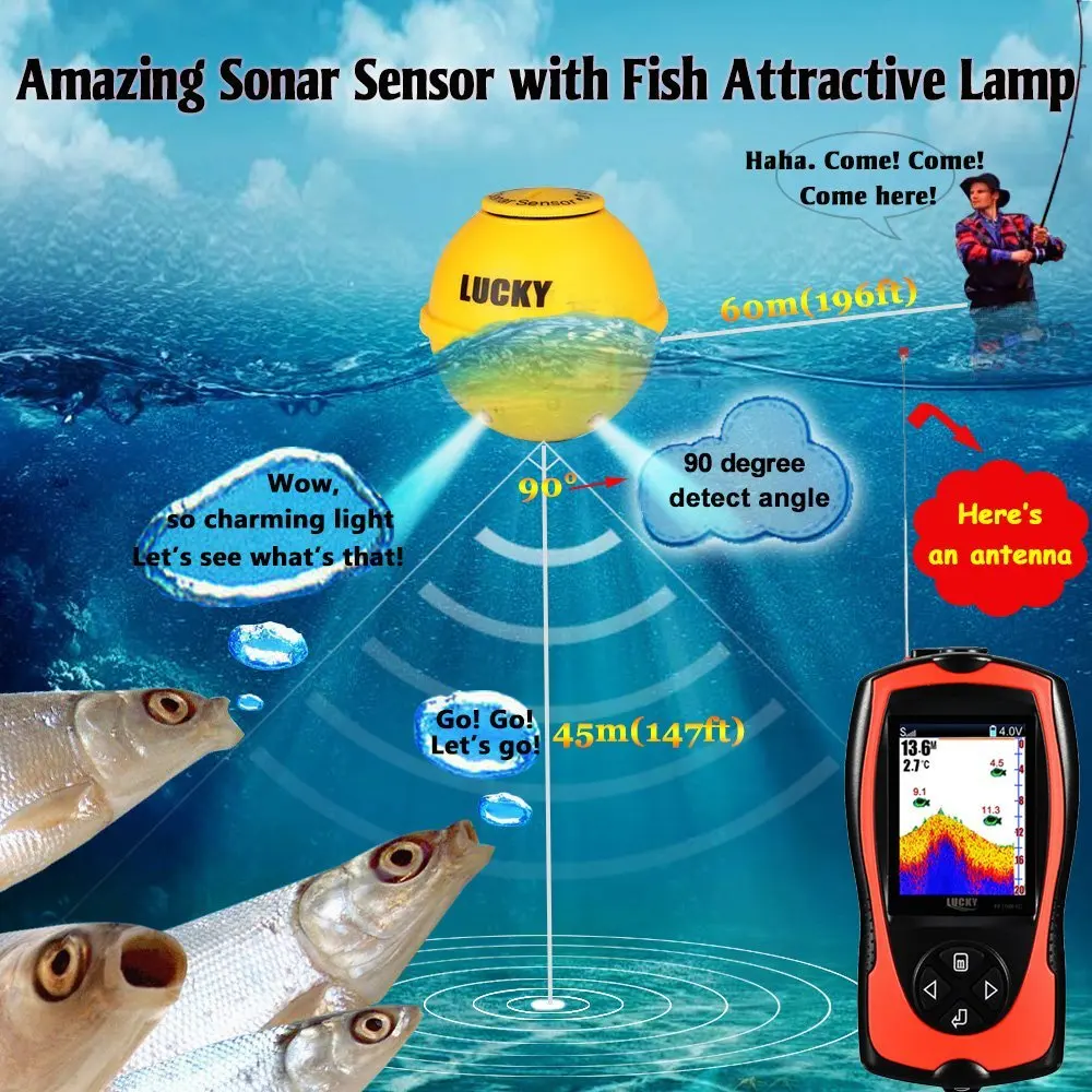 Adâncimea Wireless Sonar Fish Finder FF1108-1 CWLA Norocos FindFish ecosonde Atrage Fishfinder Alarme Musca Adânc FindFish Pesca