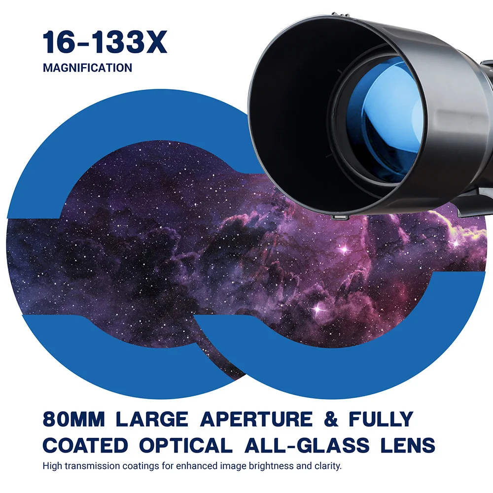 80mm Obiectiv Mare Telescop cu Trepied Mare de Stocare Portabile Geanta cu Suport pentru Telefon de 16 133X Ridica Imaginea Monocular Incepatori Copii Cadou
