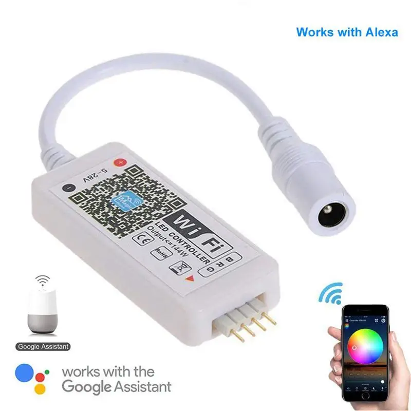 LED-uri WiFi Controler de la Distanță Funcționează cu Alexa/Start Google Voice Control pentru 5050/3528 RGB LED Strip Lumini de Schimbare/Luminozitate/Timer/Sou