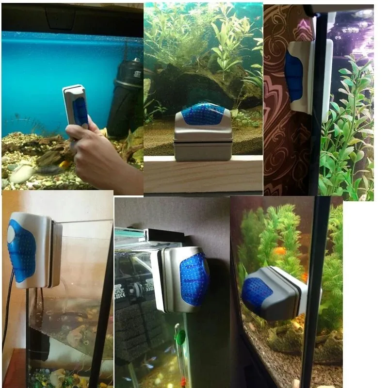 1 Buc Acvariu Magnetic Perie De Sticlă Alge Racleta Rezervor De Pește Curat Plutitoare Curba Aspirator Cu Perie De Plastic, Burete Accesorii Instrument