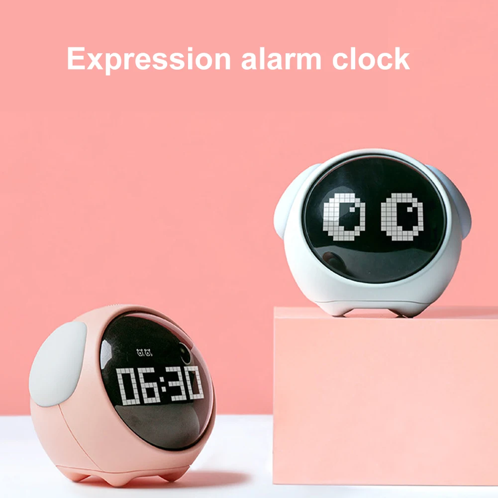 Emoticon Pixel Ceas Deșteptător Multifuncțional Alarmă Electronic cu Control Vocal Desene animate Drăguț Lumina de Noapte Copii Inteligente Ceas