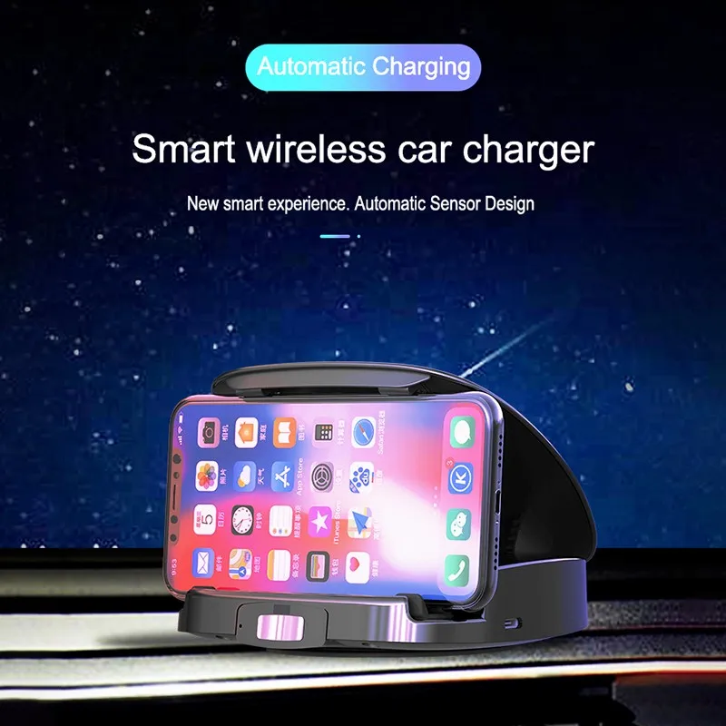 Noua Mașină Smart Wireless Încărcător De Telefon Mobil Titularul Deschide Automat Se Închide În Infraroșu Touch Dual Senzor Wireless Încărcător De Mașină