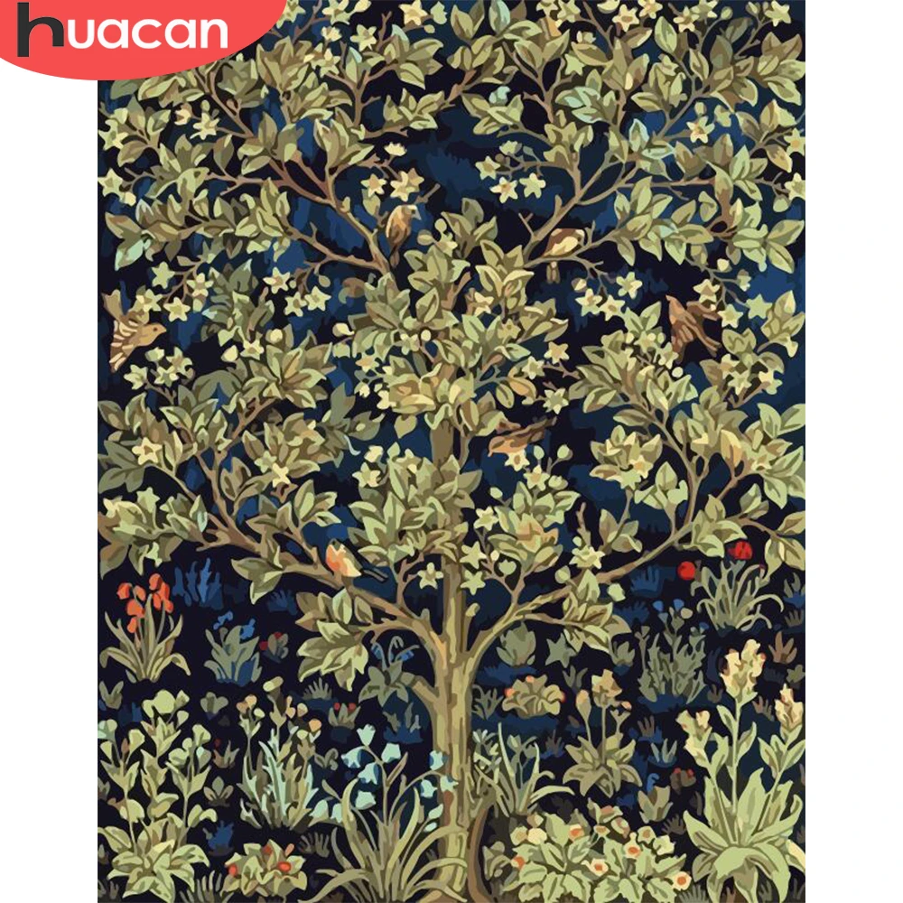 HUACAN Vopsea De Numere Copac Floare de Desen Pe Panza pictate manual Pictura Arta Cadou DIY Imagini De Numărul de Kituri de Decor Acasă
