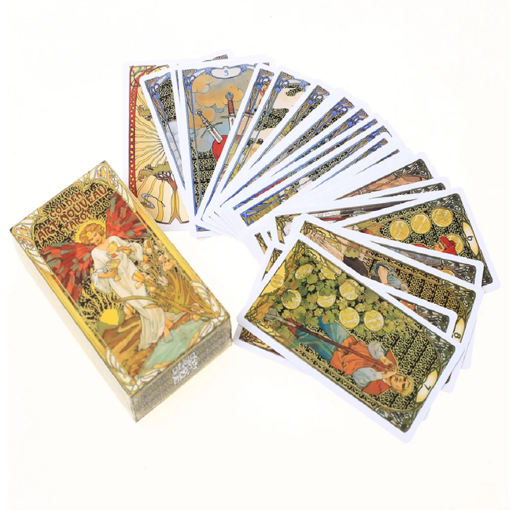 Fierbinte de vânzare de Aur în stil Art Nouveau tarot Oracle Carduri de Bord Punte Jocuri de Joaca Carti Pentru Joc de Petrecere
