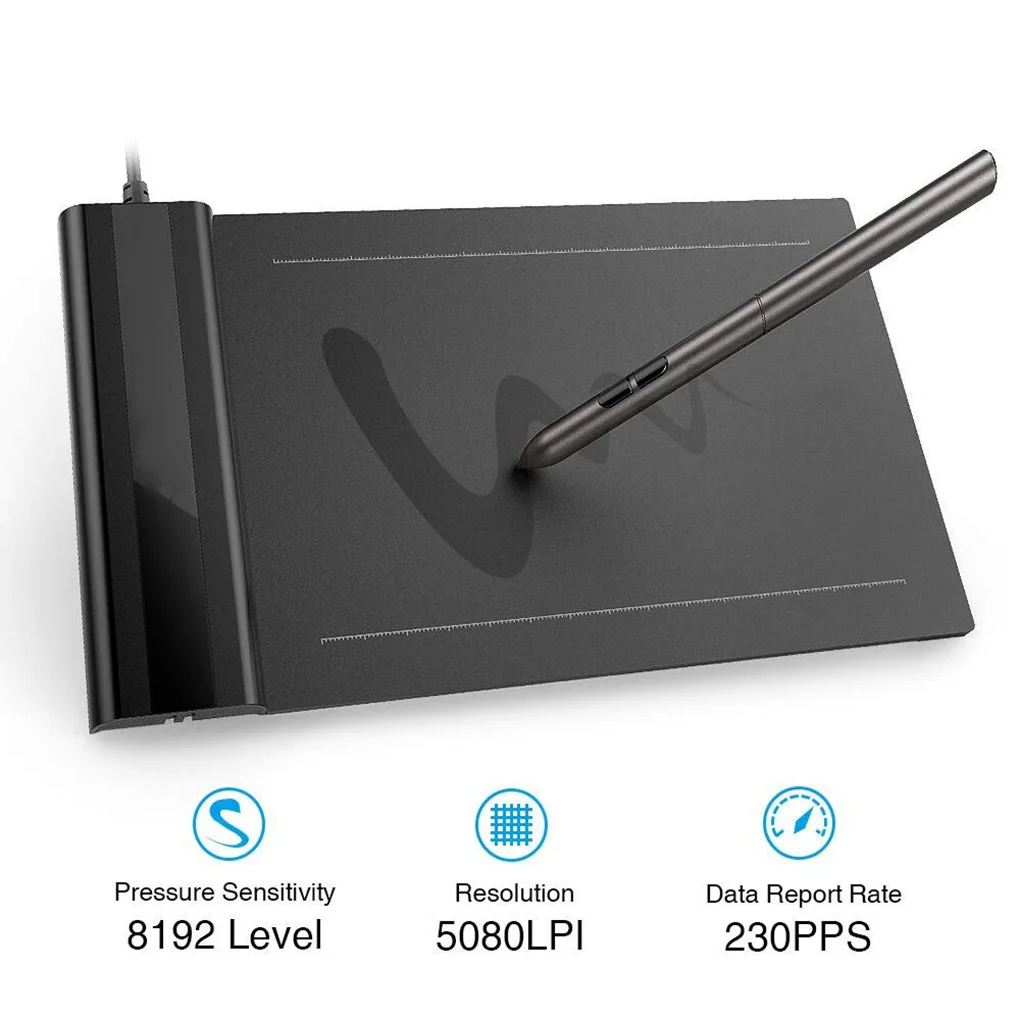 VEIKK S640 Grafic Pen tablet 6 x 4 inch Ultra Subțire OSU Nou Desen Digitale Tabletă cu Stilou Pasiv 8192 Niveluri de Presiune Negru