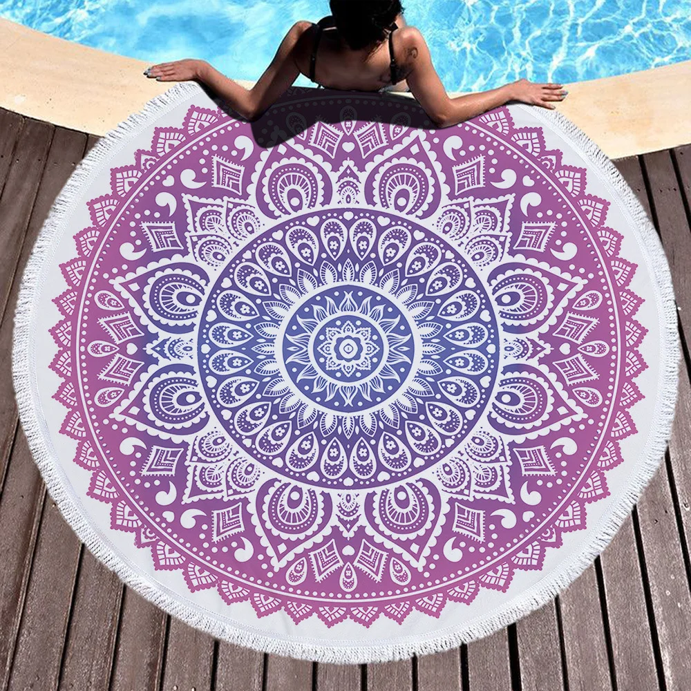 150*150 CM Rotund Mat Yoga Prosop Tapiserie Ciucure Decor Imprimat Circular de Masă Pilates Plajă, Picnic, Camping Tapete