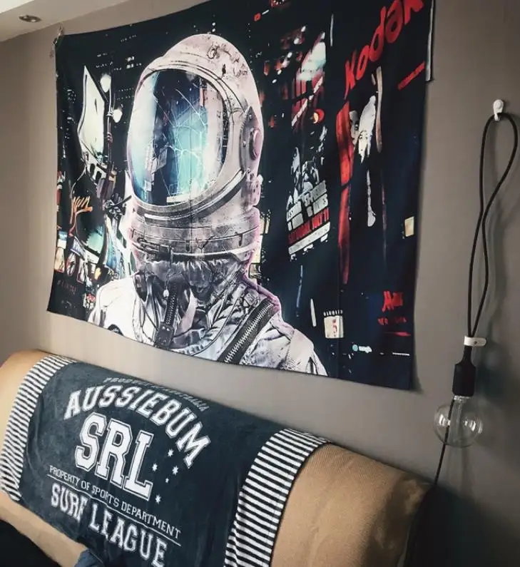 Spațiu, Astronaut Tapiserie De Perete De Arta Bannere, Steaguri Dormitor De Cămin Retro Cosmonaut Imprimate Panza Imagine