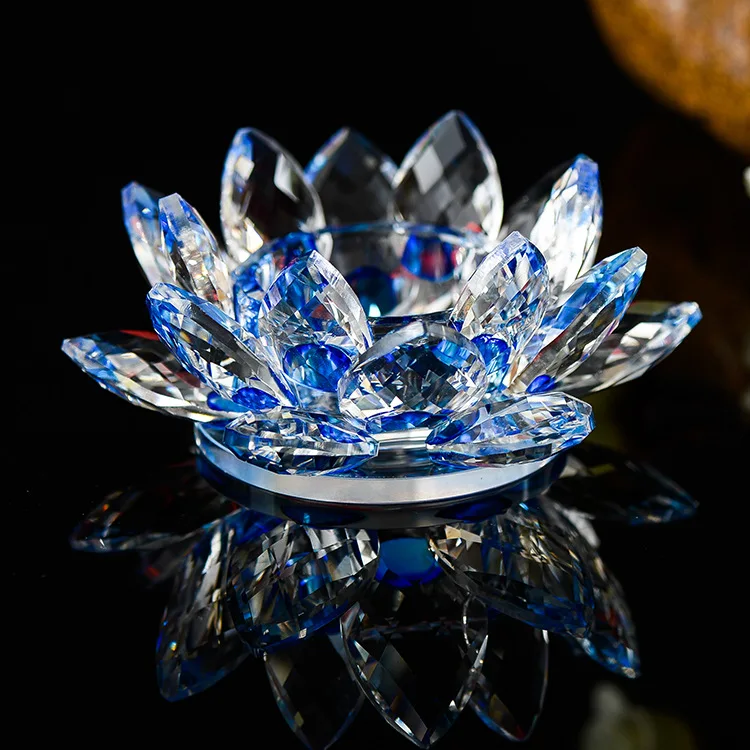 Lotus de cristal Flori Suport Lumanare Buddha Decor Acasă Ornamente Sfeșnic de Lumină Ceai Titularul Activităților Religioase candelabre