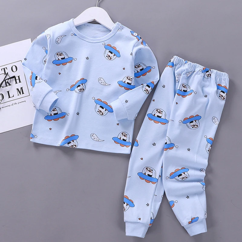 2 buc de copii pentru Copii Seturi de Pijamale de Bumbac Baieti Pijamale Costum de Toamna Fete Set de Pijama cu Maneca Lunga, Pijamale Bluze Pantaloni Imbracaminte Copii