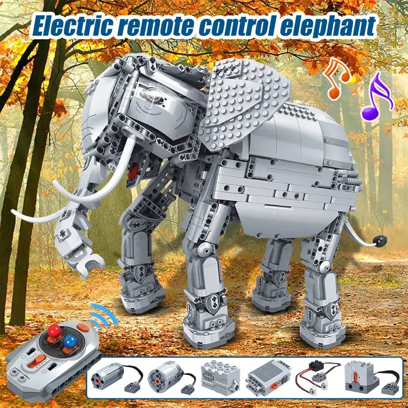 1542pcs Control de la Distanță Elefant Animale Utilaje Model de Blocuri de Constructii Tehnice RC Electric Cărămizi Cadouri Jucarii Pentru Baieti