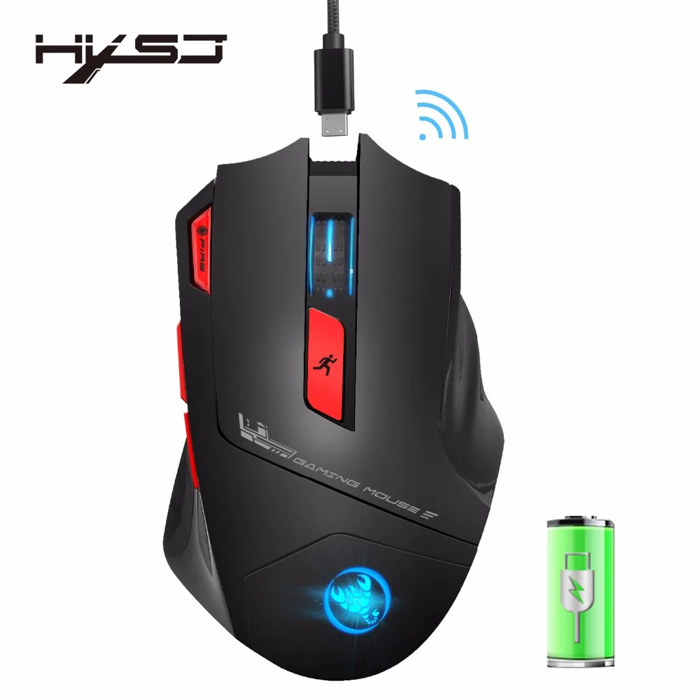 HXSJ T88 Wireless Gaming Mouse-ul 7-Cheie Design Ergonomic Suport Macro de Programare 7 Culori de Iluminare Reîncărcabilă de până la 4800dpi