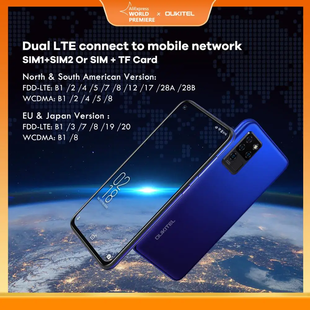 OUKITEL C21 4GB 64GB, Android 10.0 Helio P60 Octa Core Smartphone 6.4