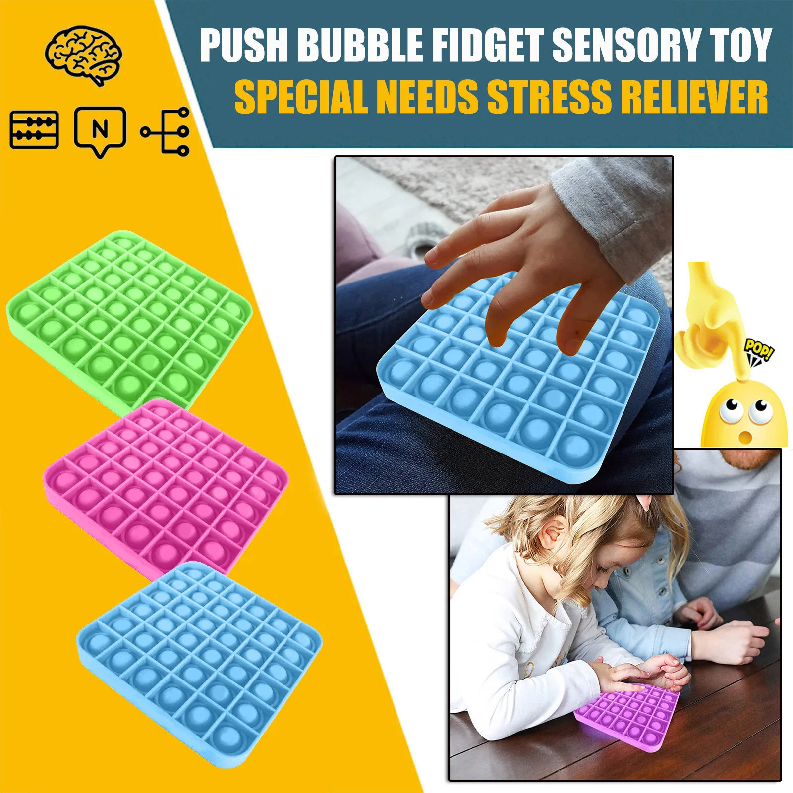 Împinge Bubble Frământa Senzoriale Jucărie Autism, Nevoi Speciale de Eliberare de Stres Puzzle jucarii noutate jucărie bule calma anxietatea jucarii