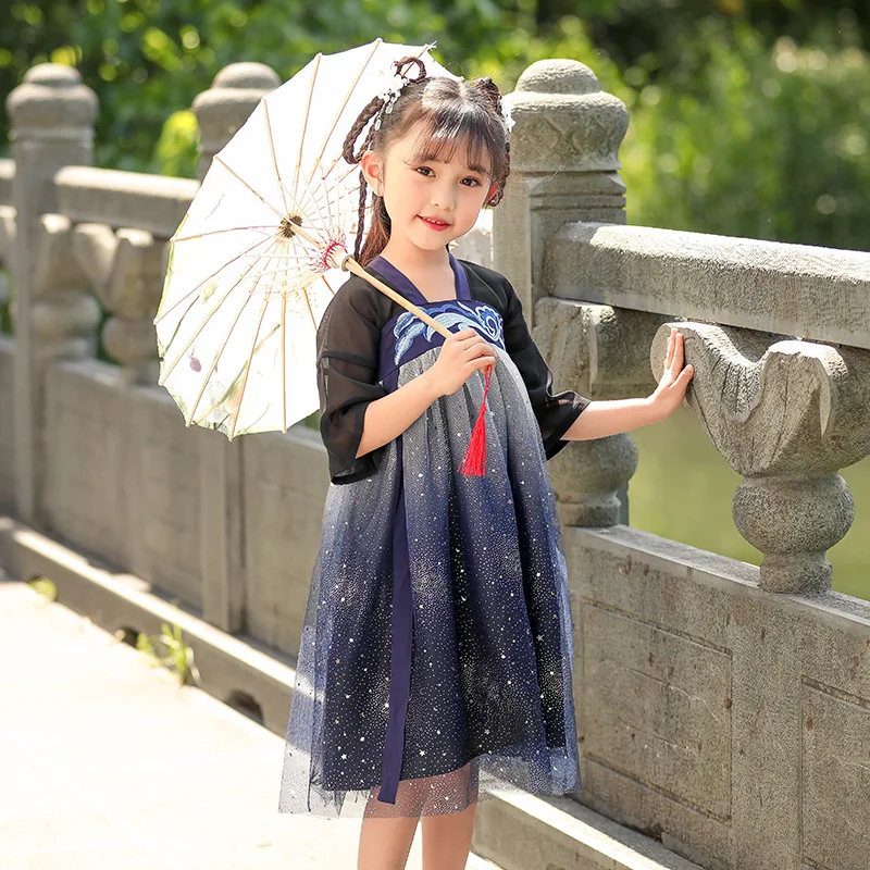 Copilul Hanfu Nou Chinezesc Costum Antic Chinez de Costume Populare Rochie Pentru Fete Babys Hanfu Înstelat Rochie Festival Tinuta SL1002