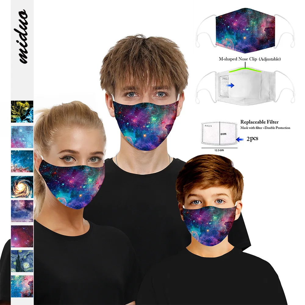 2020 Nou cerul Înstelat de Animale de Imprimare Color Refolosibile Bumbac Gura Masca Lavabil Anti Praf Măști Filtru de Carbon activ PM2.5