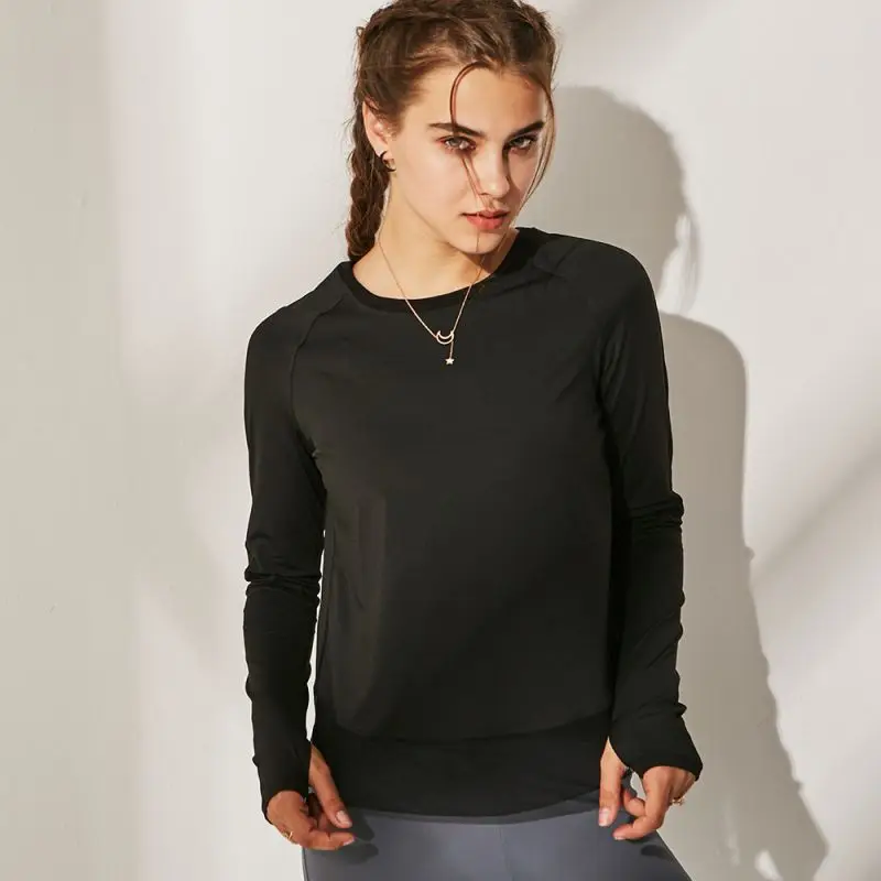 Uscat Se Potrivesc Femei Cross Înapoi Ochiurilor De Plasă De Sus Maneca Lunga Tricou De Alergat Antrenament Topuri Largi Yoga Bluza Casul Sporttop Fete Tricouri Solid
