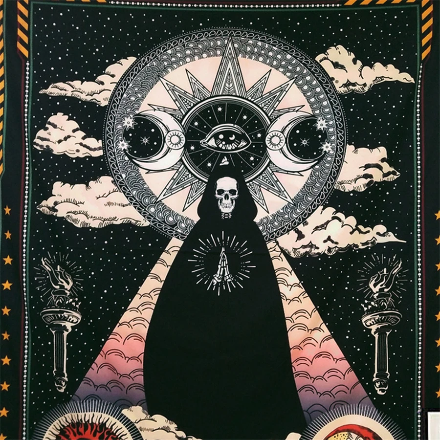 Hippie Sun Moon Mandala Tapiserie De Pe Perete Indian Ouija Psihedelice Craniu Boho De Perete Decor Pânză Tapiserii Peisaj De Munte