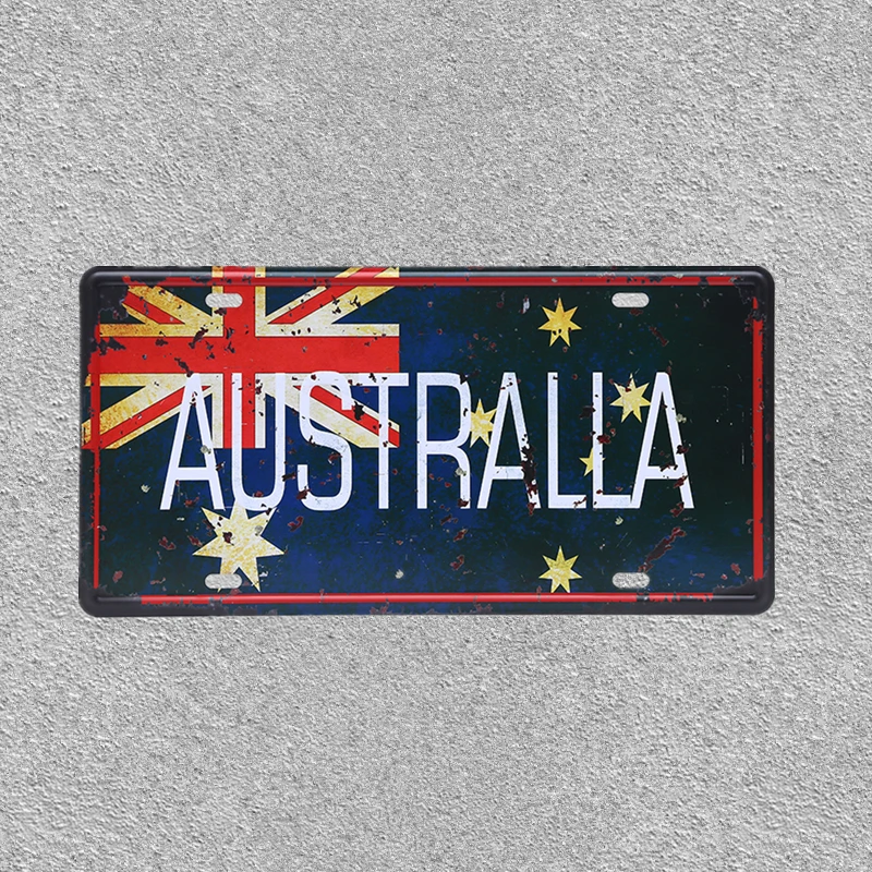 Drapelul Național Mașină De Înmatriculare De Franța, Australia, Londra, Brazilia Epocă Tin Semn Italia, Mexic, Canada Arta De Perete Metal Poster