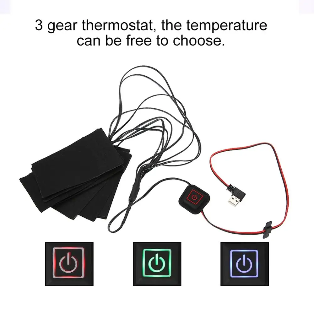 1 Set Fibra de Carbon USB Încălzire Vesta Pad Încălzit Jacheta Haine Pad de Încălzire Cald Iarna Vestă Termică Tampoane