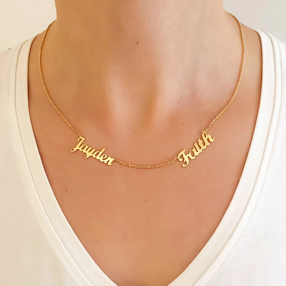 Moda pentru femei 1-5 Nume Coliere de Familie Plăcuța de Bijuterii din Oțel Inoxidabil, Rose Gold Cuvânt Scrisoare Colier Collier Femme 2021