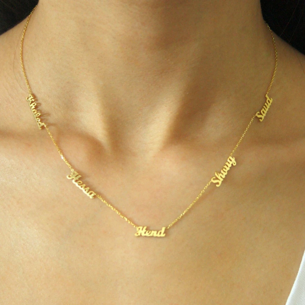 Moda pentru femei 1-5 Nume Coliere de Familie Plăcuța de Bijuterii din Oțel Inoxidabil, Rose Gold Cuvânt Scrisoare Colier Collier Femme 2021
