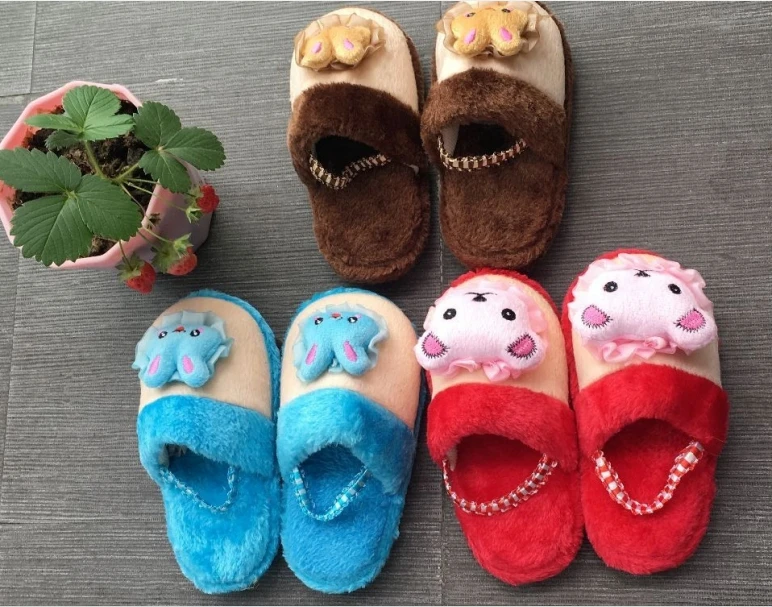 Copii Drăguț Broască De Pluș Și Papuci Pentru Copii De Iarna Interior Cald Incaltaminte Copii Toamna Casa Pantof Merge Cu Pași Mici Băieți Și Fete Podea Caldă Pantofi Papuci De Casă