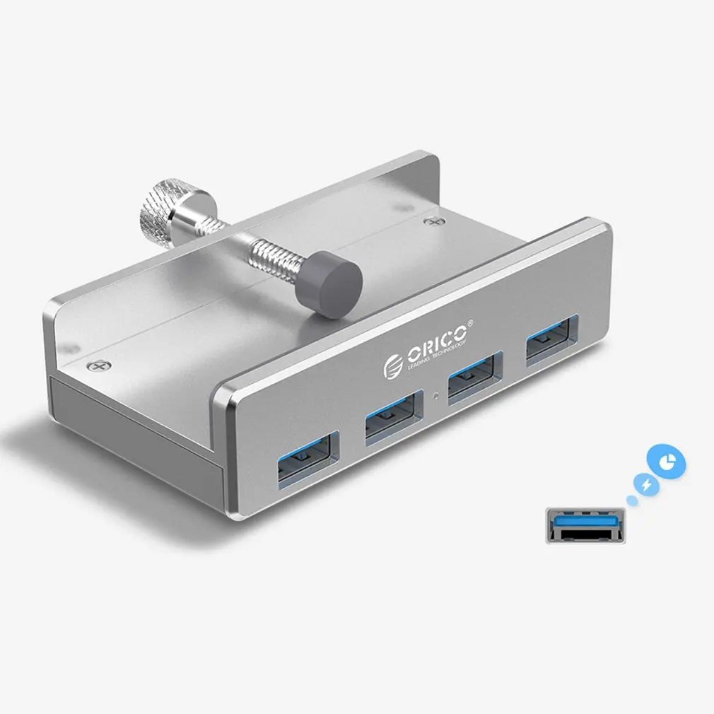 ORICO MH4PU Aluminiu 4 Porturi USB 3.0 Clip de tip HUB Pentru Desktop Laptop Clip Intervalul 10-32mm Cu 150cm Data de Cablu pachet cadou