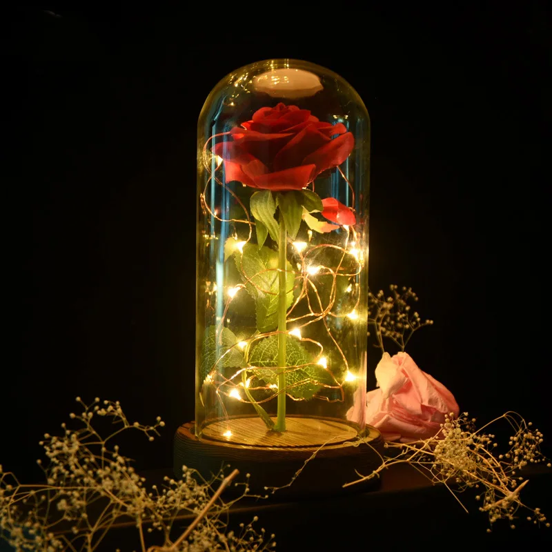 LED-uri de Ziua Îndrăgostiților Cadou de Nunta de Decorare Flori Artificiale de Trandafir 2021 Anul Nou Decor Dia De San Valentin Flori Artificiale