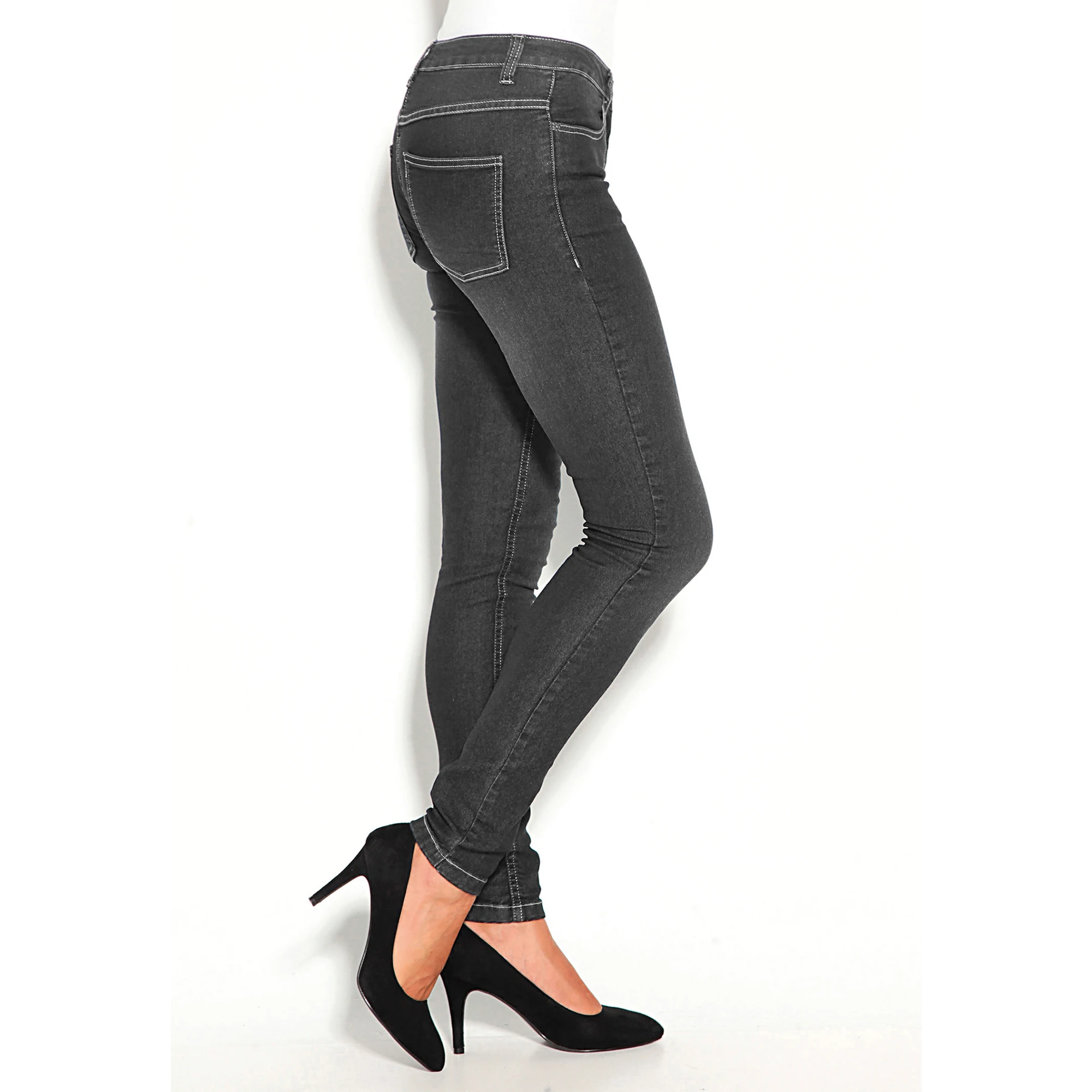 Femei blugi lungi mediu talie slim fit taie 5 buzunare - 114105 Jeans FEMEI BLUGI FATĂ GLEZNA