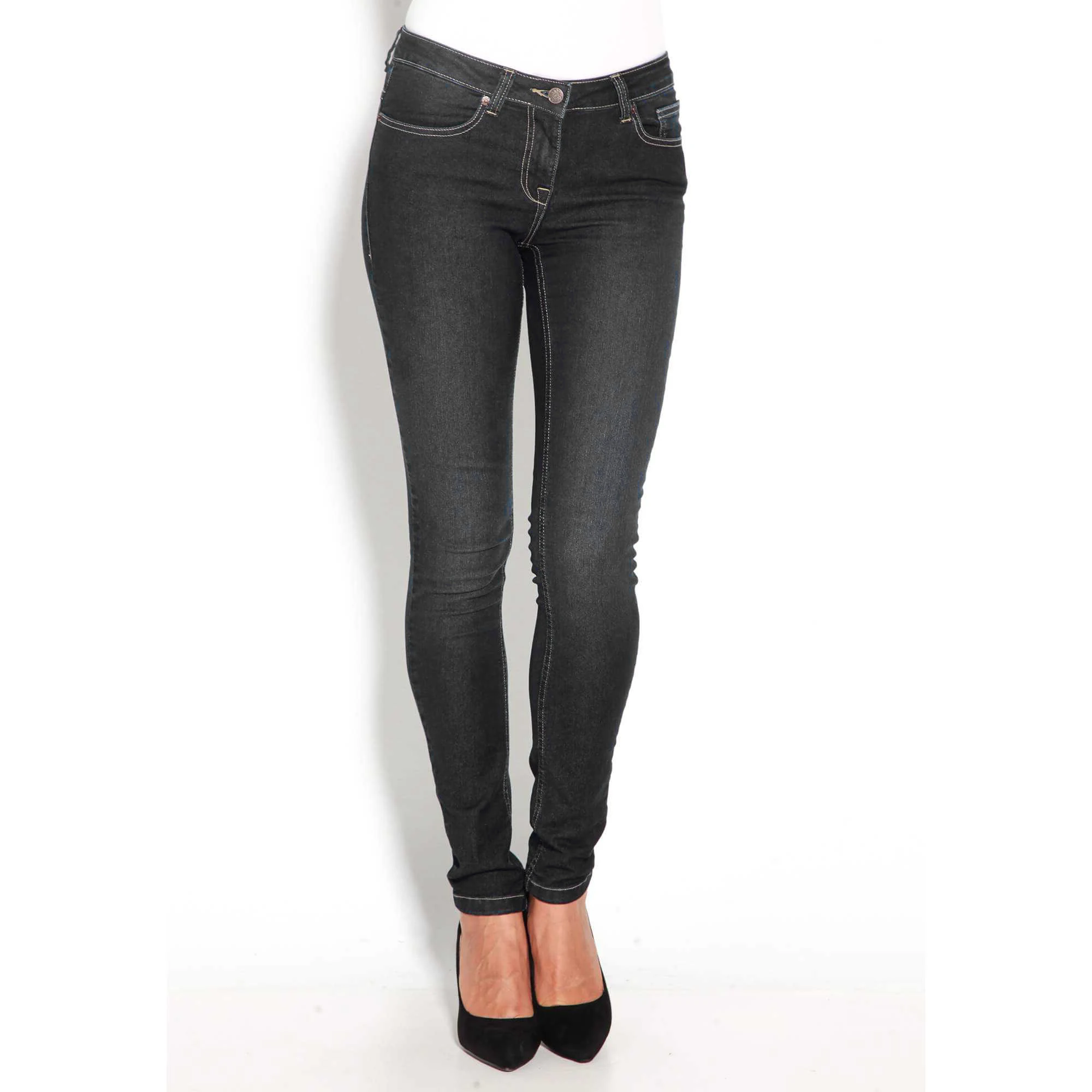 Femei blugi lungi mediu talie slim fit taie 5 buzunare - 114105 Jeans FEMEI BLUGI FATĂ GLEZNA