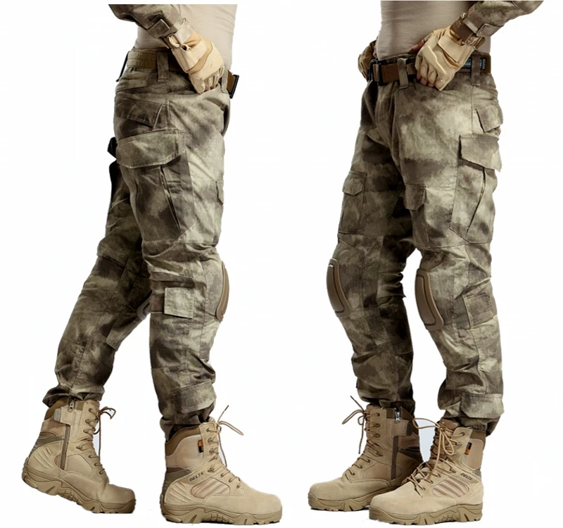 Camuflaj Pantaloni de Vânătoare Tactice de Luptă Pantaloni Cu genunchiere Airsoft Sniper Camo Pantaloni Barbati Paintball Militar de Armata BDU Pantaloni