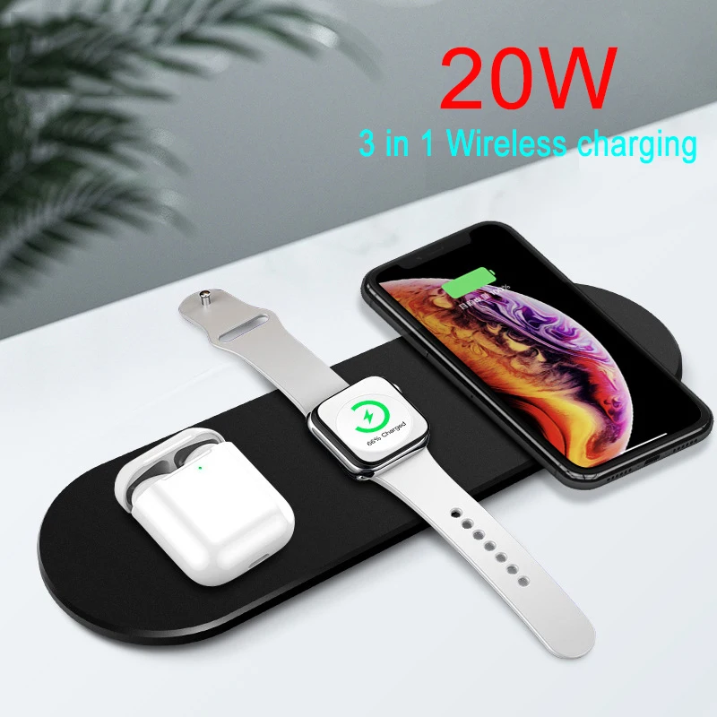 20W Noi 3 In 1 Wireless Charger Pad Qi Inducție de Încărcare Rapidă pentru Apple Watch pentru Airpods pentru IPhone