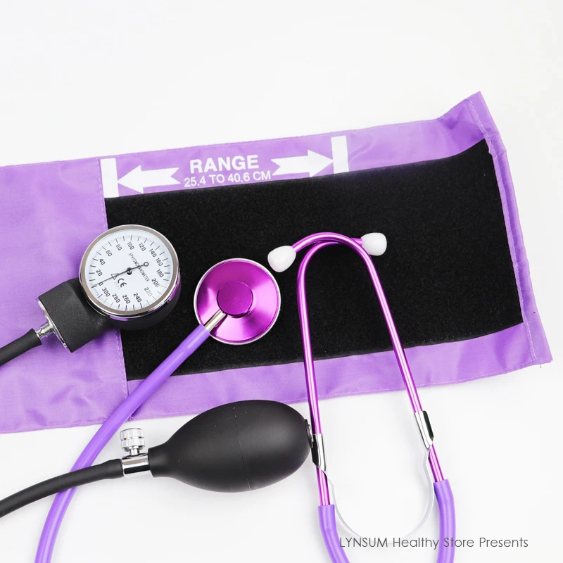 Classic Violet Monitor de Presiune sanguina tensiometrului Set Adult Brat Tensiometru Aneroid cu un Singur Cap Drăguț Stetoscop