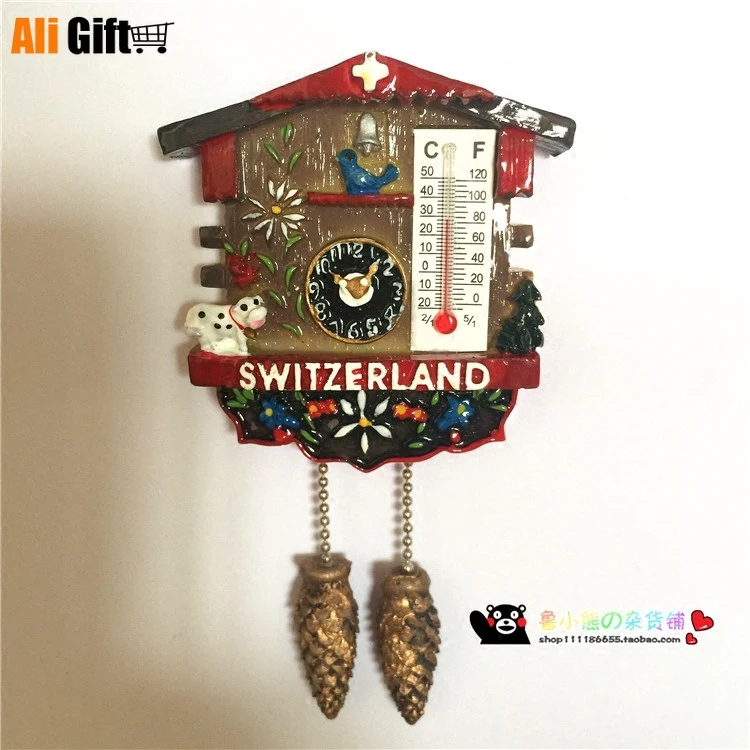 Elveția Pădurea Neagră Ceas cu Cuc Termometru 3D Magnetic Frigider Autocolant Magneți de Frigider Decor Acasă Accesoriu