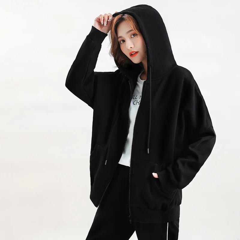 XUXI Toamna anului 2020 Femei Hanorac Casual Pierde coreean Fermoar Mid-lungime Hanorac de Moda cu Maneci Lungi Culoare Solidă FZ2828