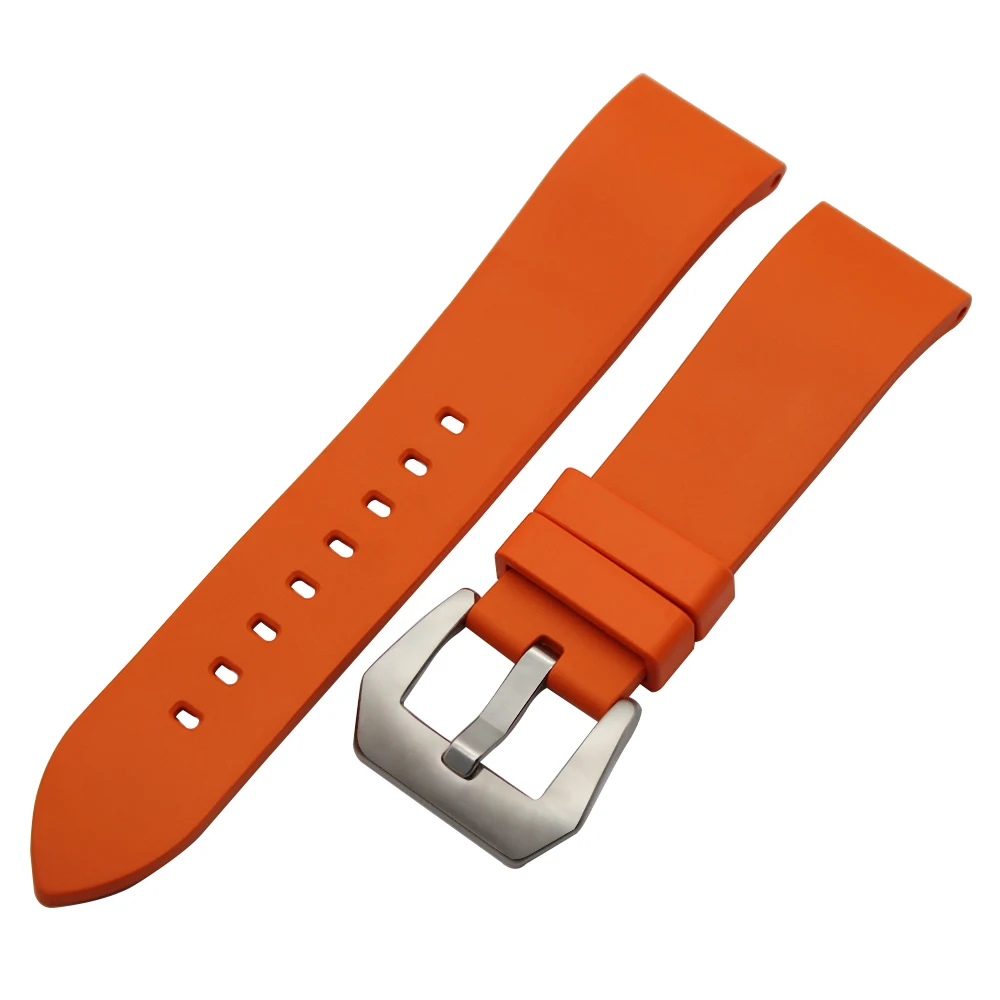 Fluor-Cauciuc Watchband 22mm 24mm Universal Ceas Trupa Periat din Oțel Inoxidabil Incuietoare Curea brățară Brățară Maro Negru Portocaliu Rosu