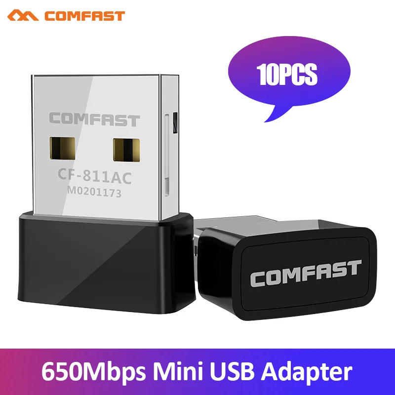10buc USB WiFi Adaptor 650Mbps Dual Band 2.4/5 ghz Wireless Receptor Extern Mini Dongle WiFi pentru PC/Laptop/Desktop