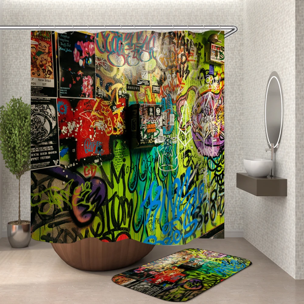 Graffiti street cultura perdea de duș de performanță impermeabil art douchegordijn 3d baie perdele de duș
