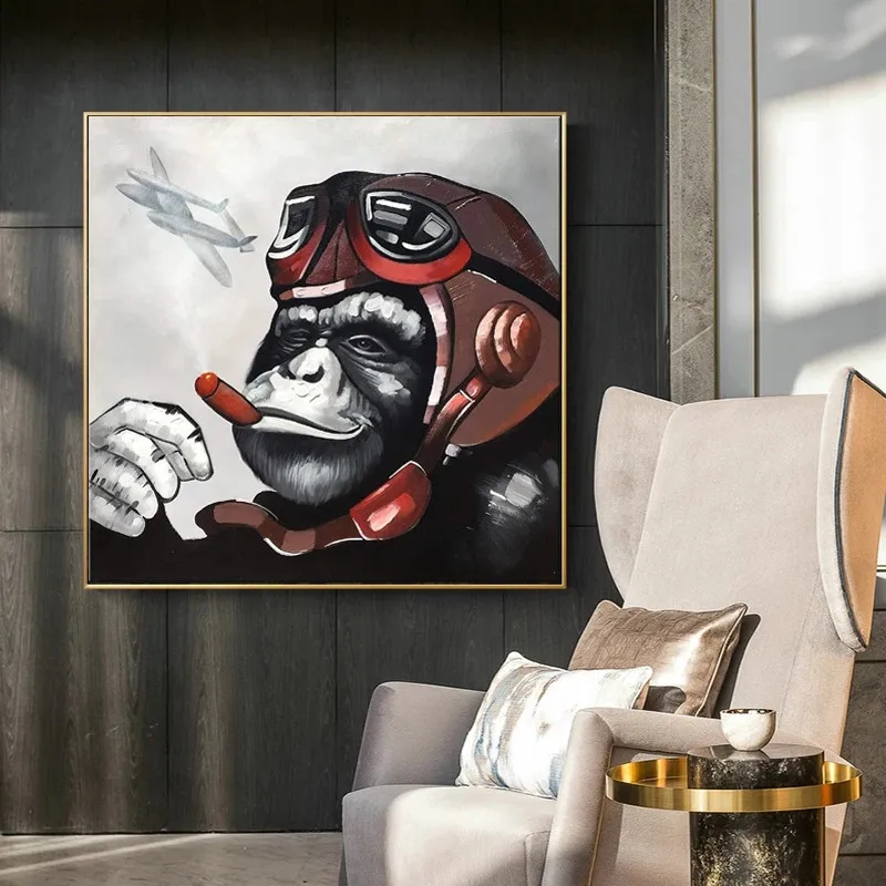 Maimuta Gorila Nefumători Animal Postere și Ptints Panza Pictura Arta de Perete Imaginile pentru Camera de zi Dormitor FARA RAMA Panza de Artă