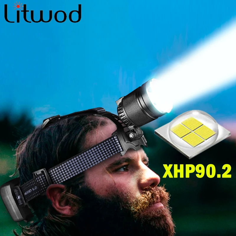 Cel mai Puternic XHP90.2 Led Far Construit De Răcire Distractiv Faruri Lampă De Cap Comping Lanterna Lanterna Zoom 18650 Rchargeable Baterie