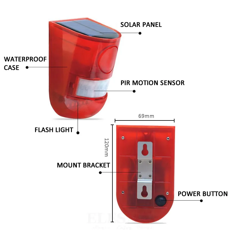 Noul Solar Senzor de Mișcare Infraroșu Alarma Cu Sirena 110db Lumina Strobe Pentru Casa Gradina Carage Vărsat Carvan Sistem de Alarma de Securitate