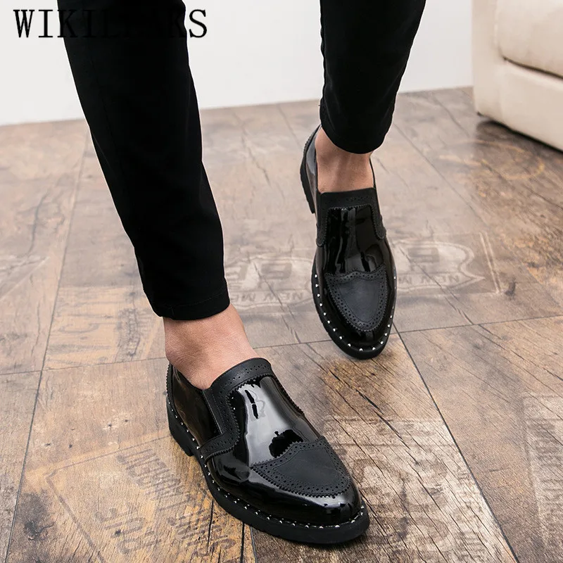 2020 Designer de Bărbați Formale Pantofi Barbati de Afaceri Rochie de Bocanc Pantofi Pentru Petrecerea de Nunta de Brevete din Piele Pantofi Oxford Pentru Barbati Mocasini