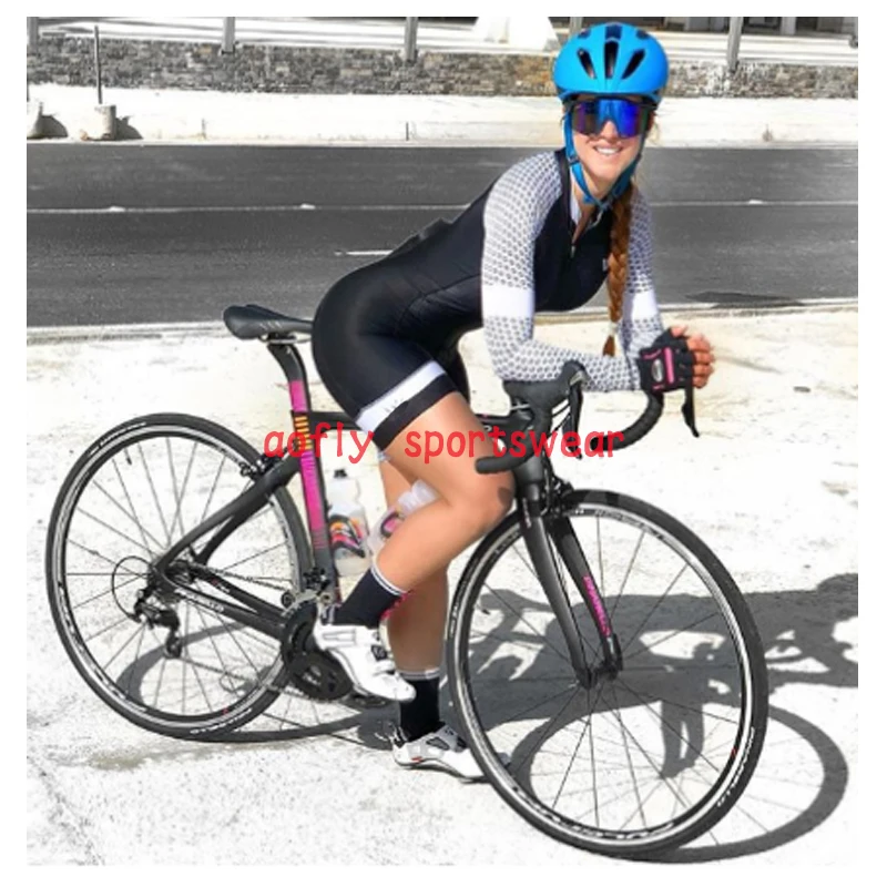 Kafitt sexy negru cu Maneci lungi haine de ciclism Triatlon costum Ciclism Skinsuit set Maillot Ropa Ciclismo biciclete salopeta set