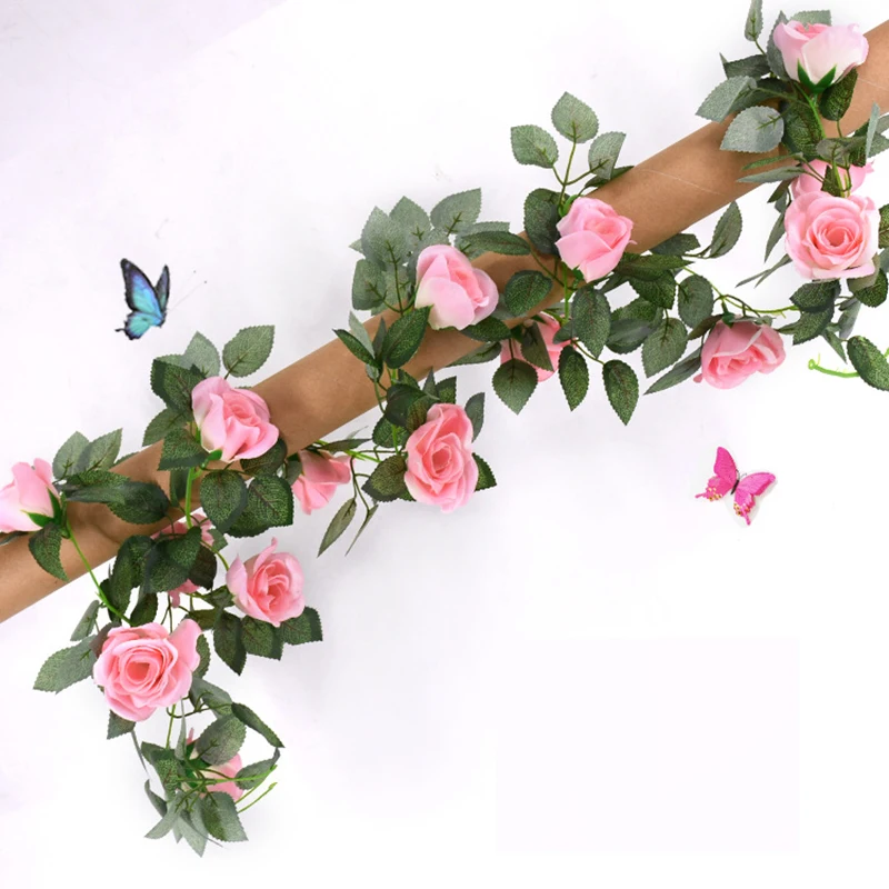 130cm Mătase Artificială Trandafiri Vița-de-vie Frunze Verzi Acasă de Nunta de Decorare de Perete pentru Exterior Fundal Agățat Ghirlanda Decor Flori