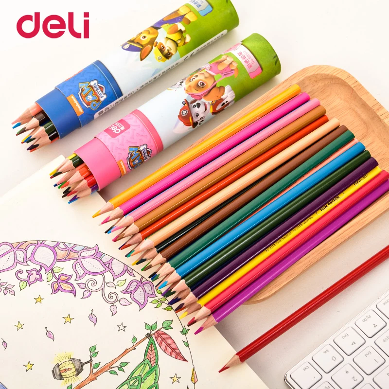 Deli 12/18/24/36 lemn colorate pastel creion pentru copil de școală de desen paw patrol birou aprovizionare arta de a îmbunătăți imagina cadou creioane