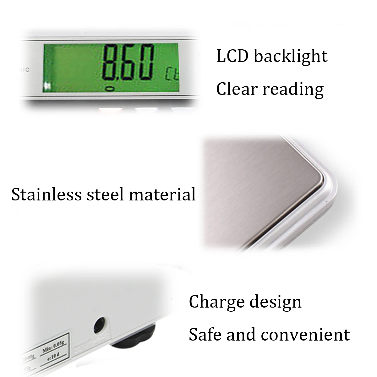2000g/0.01 g Electronice cantar Digital Display LCD Iluminare din spate LB Bucătărie Alimente în Greutate de Echilibru Gram Tava de Precizie Înaltă Precizie 2kg