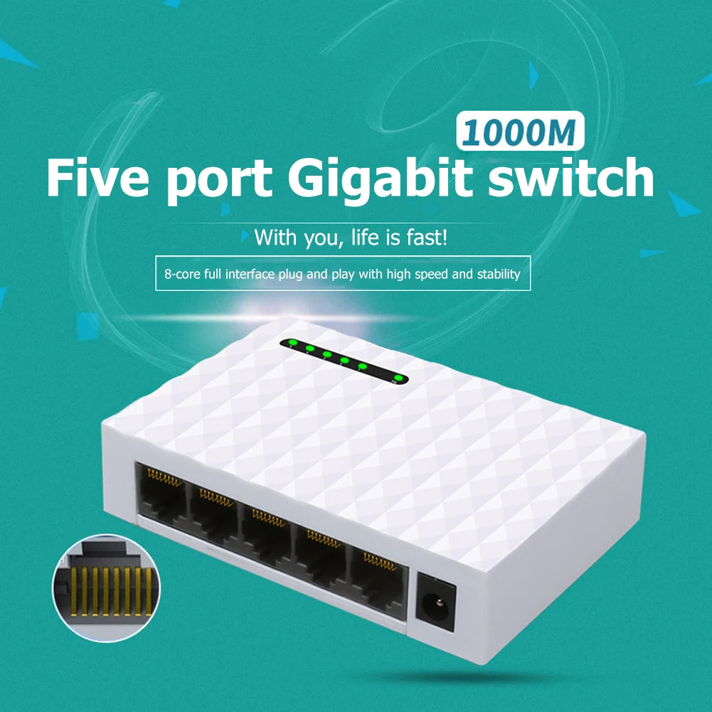 5 Porturi 1000M Gigabit Switch de Rețea UE/US Acasă Monitor RJ45 LAN Desktop Fast Ethernet HUB Șunt Portable Network HUB de Comutare